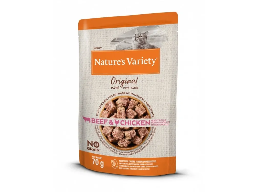Kapsička Nature´s variety orig. cat s Hovězím a Kuřetem 70g Dagaanbieding