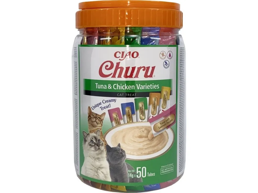 Churu cat masove pyre mix - tunak, Kuře 50x14g (BAL) Bestel Nu