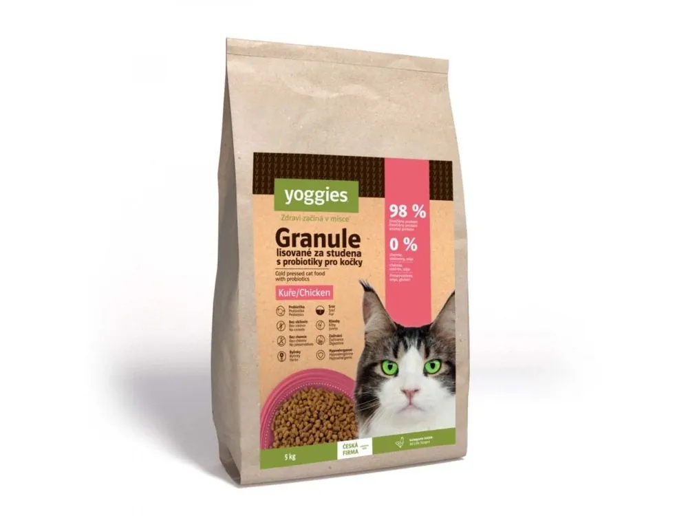 Seizoensaanbieding 5 kg Yoggies Granule pro kočky s kuřecím masem, lisované za studena s probiotiky