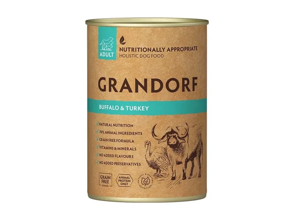 Grandorf konzerva pro psy Adult Bizon a krocan 400g Premium