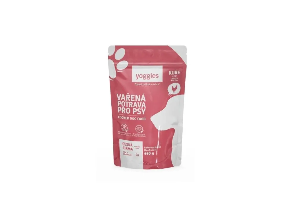 650g Yoggies Vařená potrava pro psy – kuřecí maso s rýží Bestseller