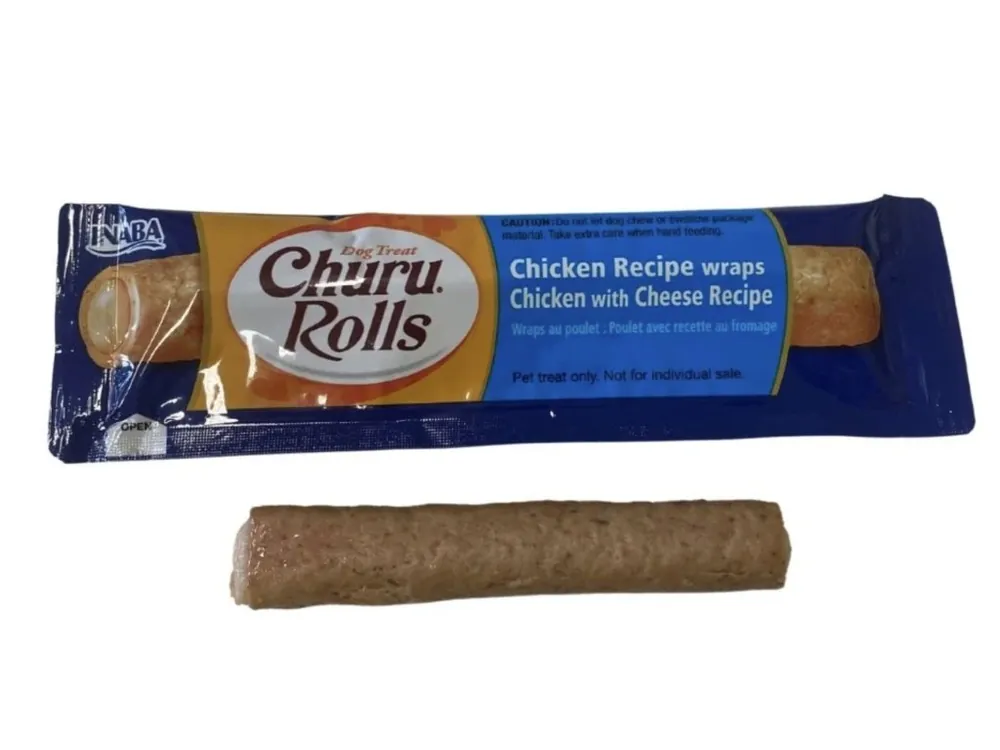 Exclusieve Aanbieding Churu Dog Rolls Chicken with Cheese wraps 12g (1 tyčka)