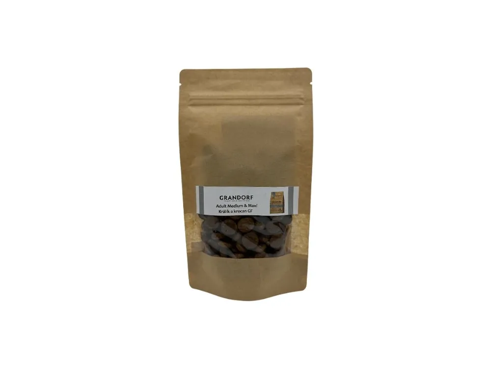 Tijdelijk Beschikbaar Grandorf granule pro psy Adult Medium & Maxi - Králík a krocan GF - vzorek 75g
