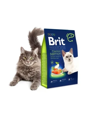 Actieprijs Brit Premium Cat by Nature Sterilized Salmon 8kg + DÁREK