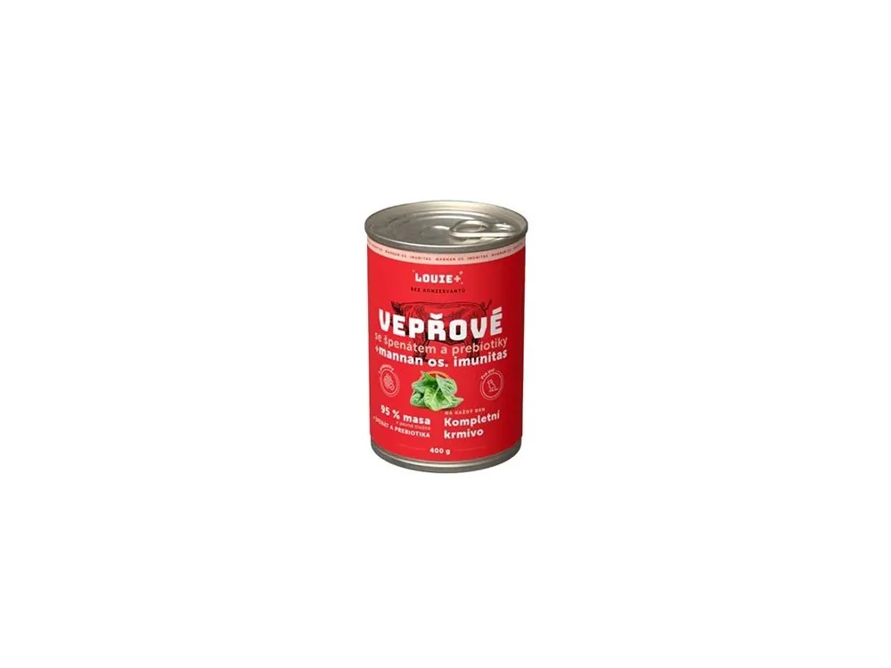 Louie Dog konz. Vepřové se špenátem a prebiotiky 400g Superprijs