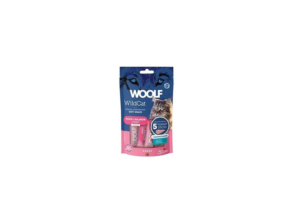 Betrouwbaar WOOLF WildCat Cream Functional Duck&Salmon 5x14g