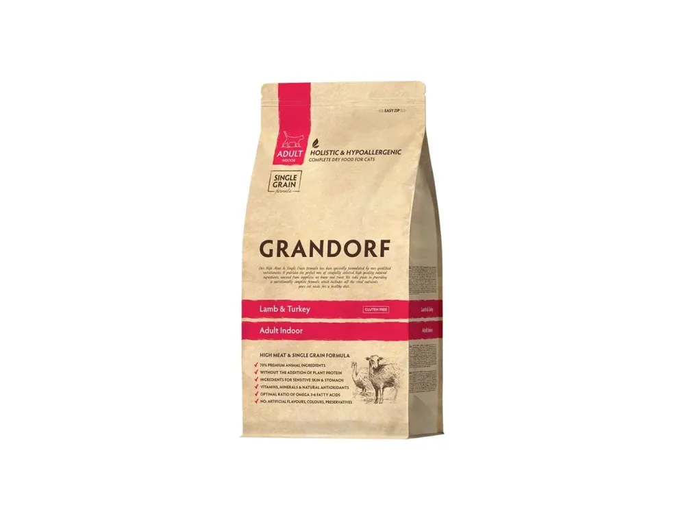 Express Levering Grandorf granule pro kočky Adult Indoor - Jehně a krocan 400g