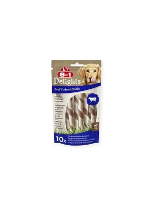 Pochoutka 8in1 Delights Beef Twisted Sticks 10ks Korting