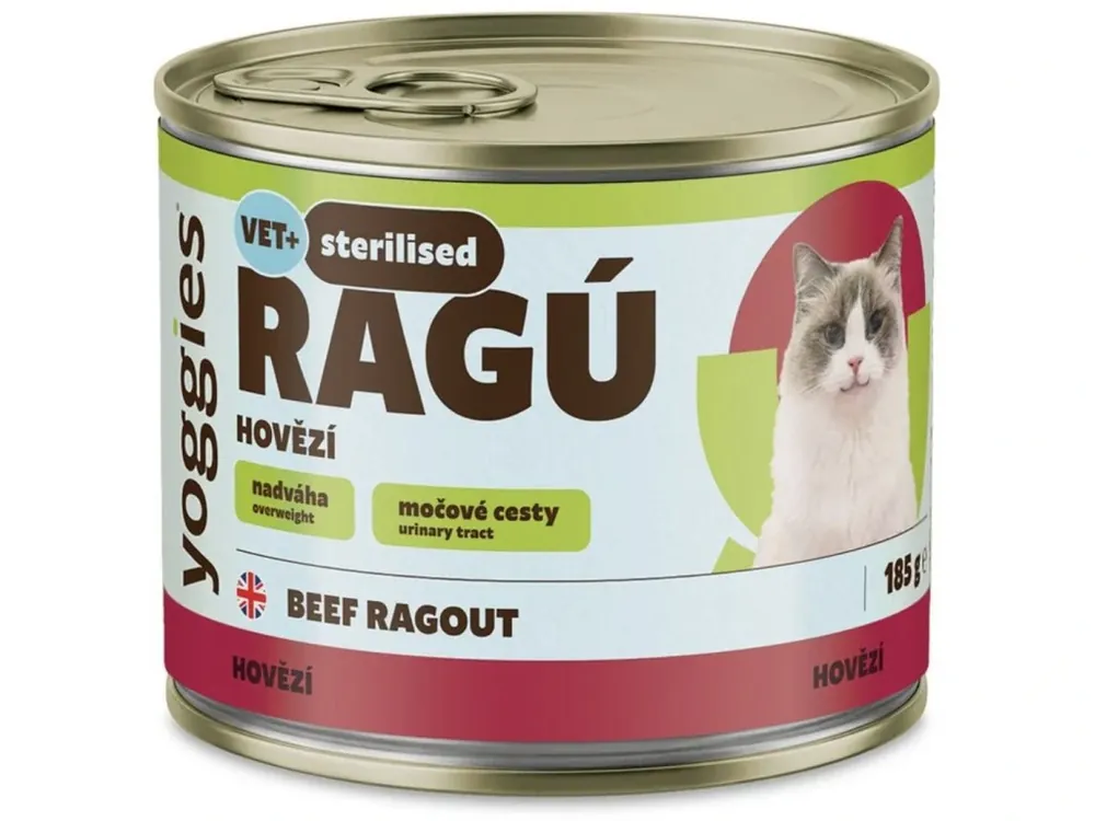 Alleen Vandaag Yoggies RAGÚ pro kastrované kočky, hovězí monoprotein 185 g