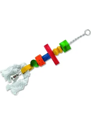 Hračka BIRD JEWEL rolnička závěsná dřevo - provaz 50 cm Bestseller