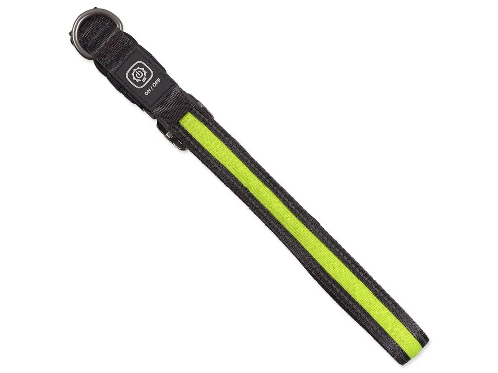 Obojek Dog Fantasy USB LED nylonový svítící Zelený Flitsaanbieding
