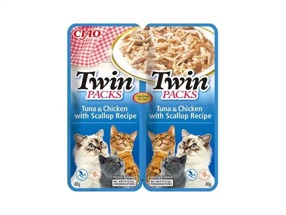 Direct Beschikbaar Inaba Ciao Twin Packs cat tuňák & kuře, hřebenatka 2x40g