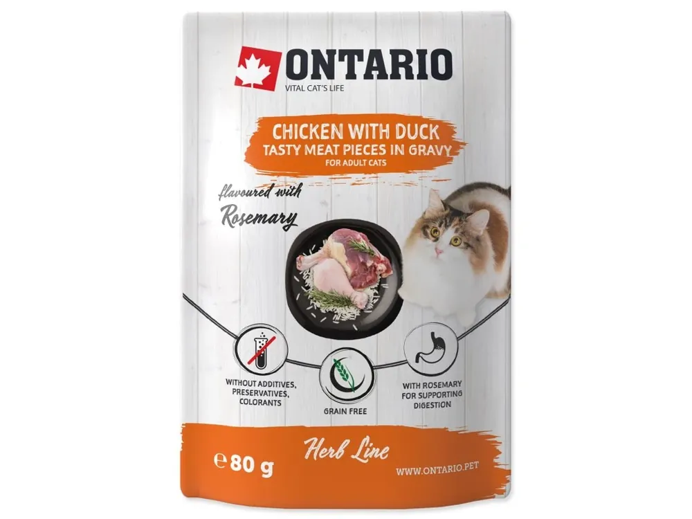 Kapsička ONTARIO Cat Kuře a kachna v omáčce 80g Direct Verzonden
