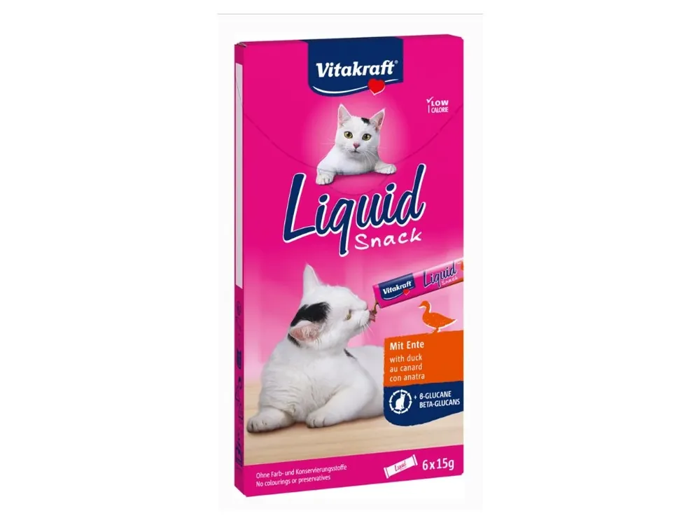 Snelle Levering Vitakraft Cat Liquid Snack kachna betaglukan 6 x 15 g