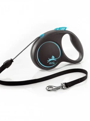 Vodítko FLEXI Black Design M lanko 5m/20 kg světle modré Merkproduct