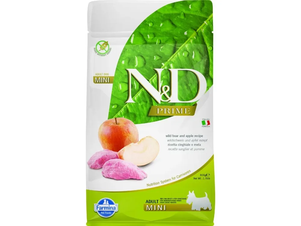 Koopje N&D PRIME DOG Adult Mini Boar & Apple 800g