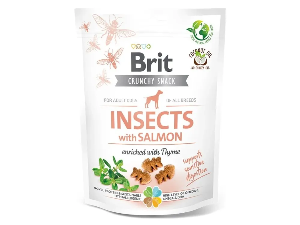 Exclusieve Aanbieding Brit Care Dog Crunchy Cracker. Insects with Salmon enriched with Thyme 200g