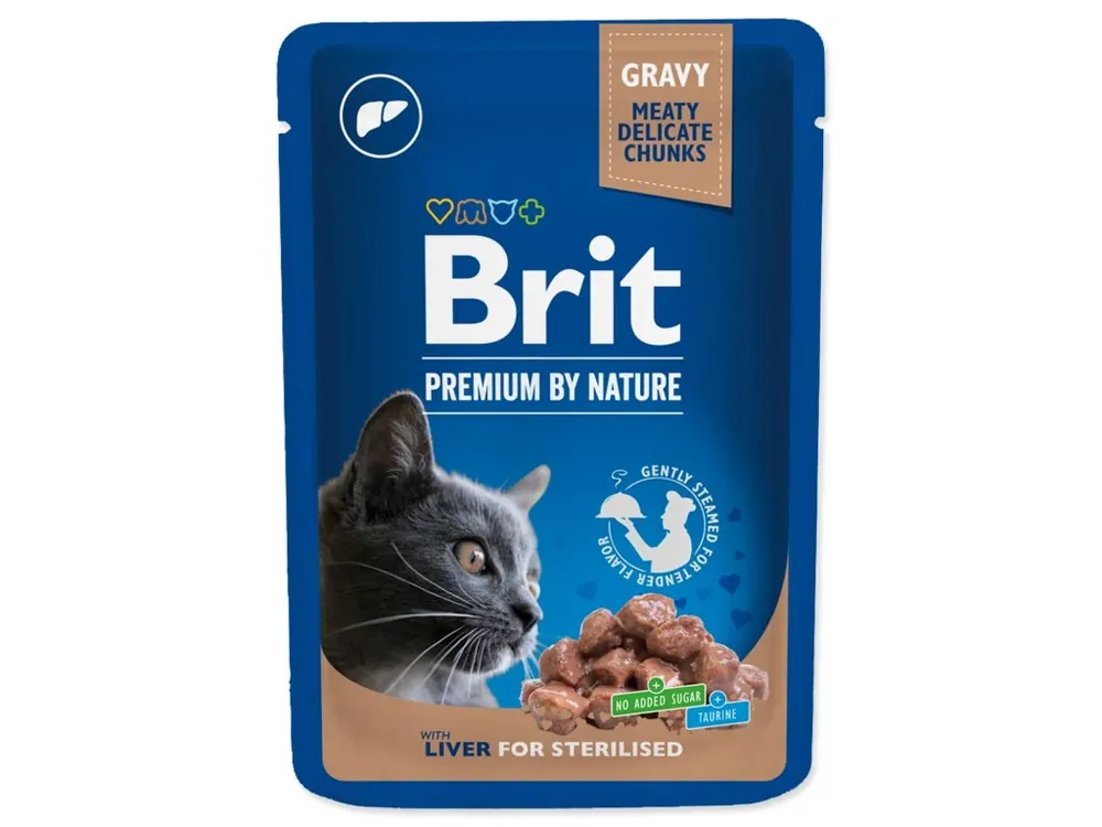 Brit Premium Cat Pouches Liver for Sterilized 100 g Meest Verkocht