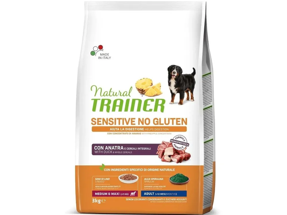 Betrouwbaar TRAINER Natural Sensitive No Gluten Medium&Maxi Adult kachna 3kg