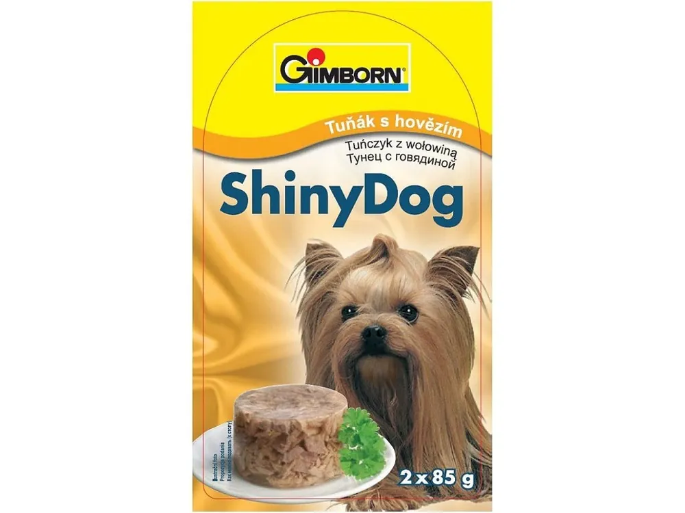 Aanbieding GIMBORN konzerva SHINY DOG tuňák s hovězím 2x85g