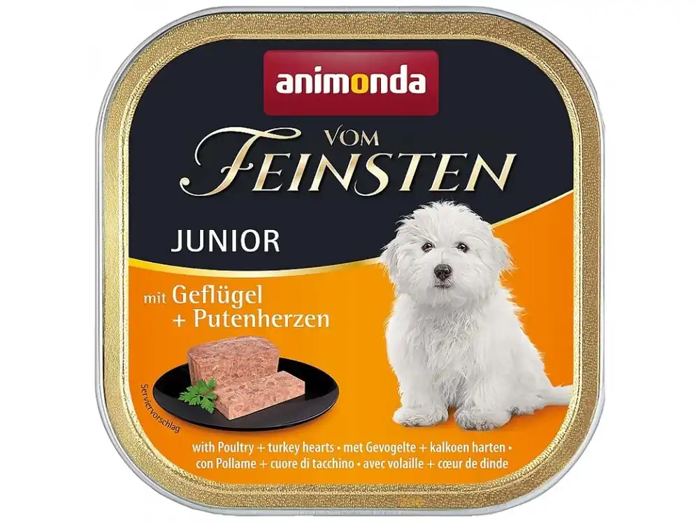 ANIMONDA Dog Vom Feinsten Junior Poultry & Turkey Hearts 150g Superprijs