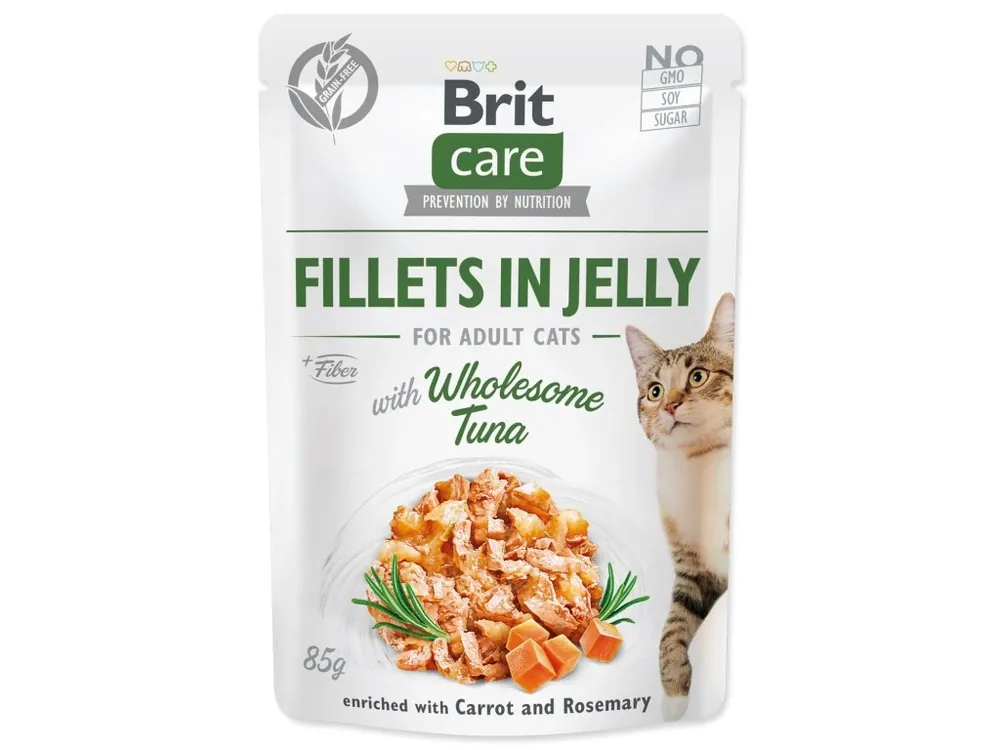 Direct Beschikbaar Brit Care Cat Fillets in Jelly with Wholesome Tuna 85g