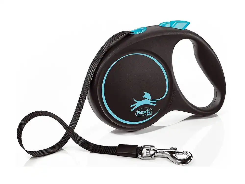 Vodítko FLEXI Black Design S páska 5m/15 kg světle modré Voordeelprijs