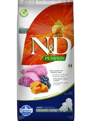 Aanbieding N&D Pumpkin DOG Puppy M/L Lamb & Blueberry 12kg