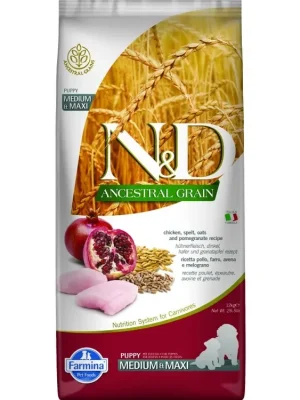 Bestel Nu N&D LG DOG Puppy M/L Chicken & Pomegranate 12kg