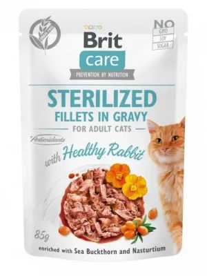 Brit Care Cat Fillets in Gravy Sterilized Healthy Rabbit 85g Superprijs