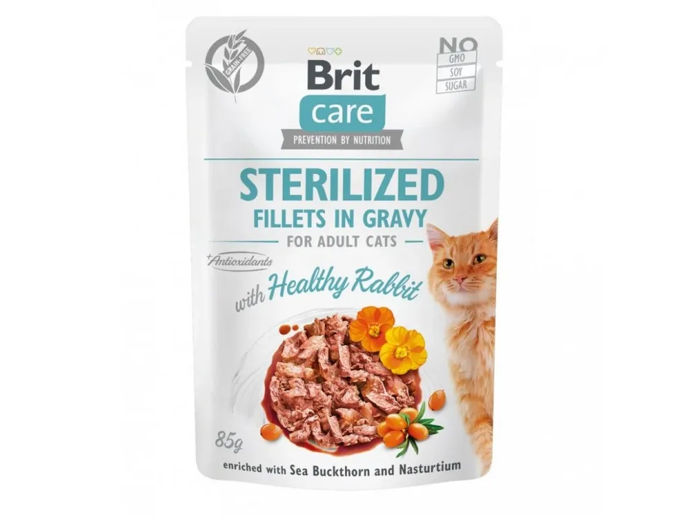 Brit Care Cat Fillets in Gravy Sterilized Healthy Rabbit 85g Superprijs