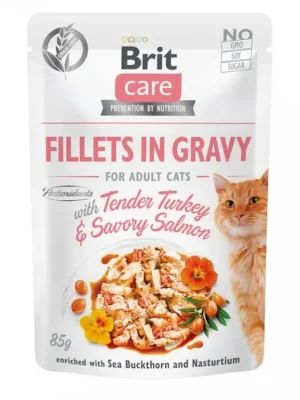Brit Care Cat Fillets in Gravy Turkey & Salmon 85g Superprijs