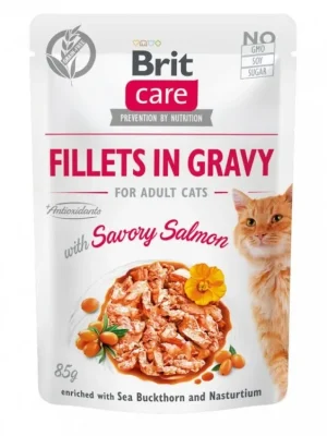 Shop Nu Brit Care Cat Fillets in Gravy Savory Salmon 85g