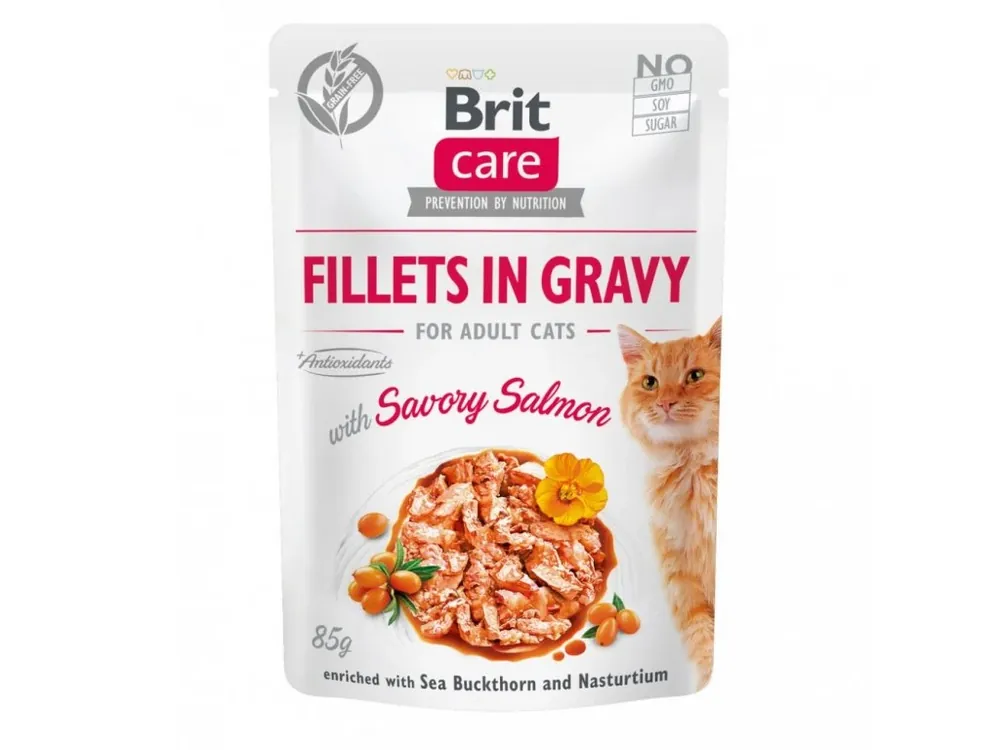 Shop Nu Brit Care Cat Fillets in Gravy Savory Salmon 85g