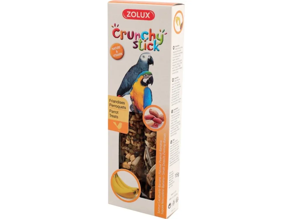 Koop Vandaag Crunchy Stick Parrot Buráky/Banán 2ks Zolux