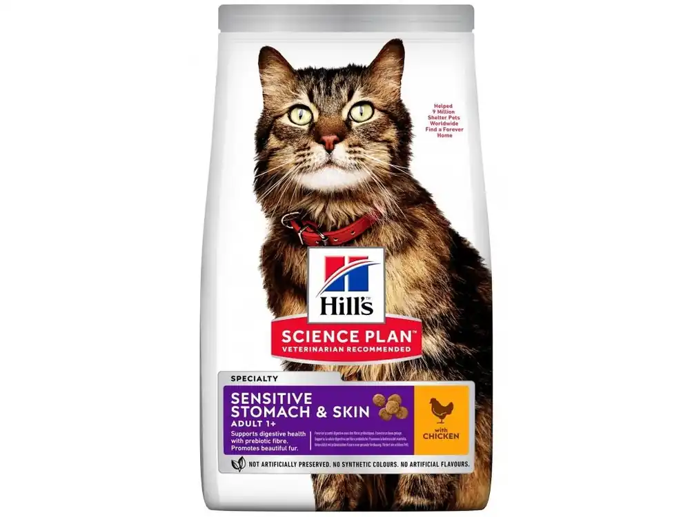 Rechtstreeks Van De Fabrikant Hill‘s Science Plan Feline Adult Sensitive Stomach & Skin Chicken 1,5kg