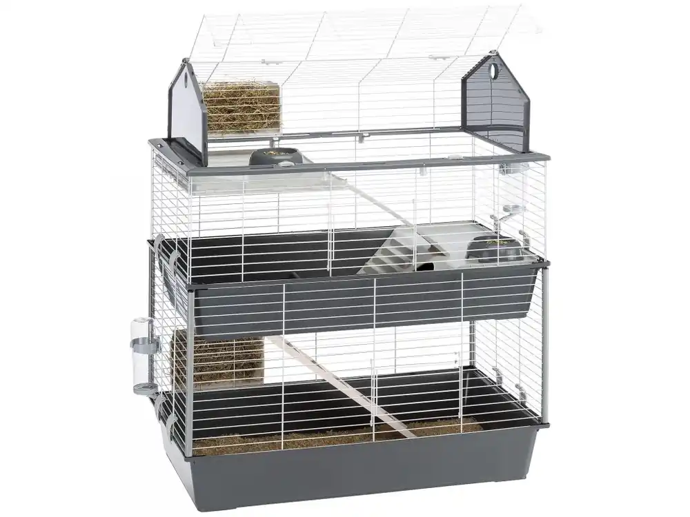 FERPLAST Klec BARN 100 dvoupatrová hlodavci 95x57x121cm šedá Premium