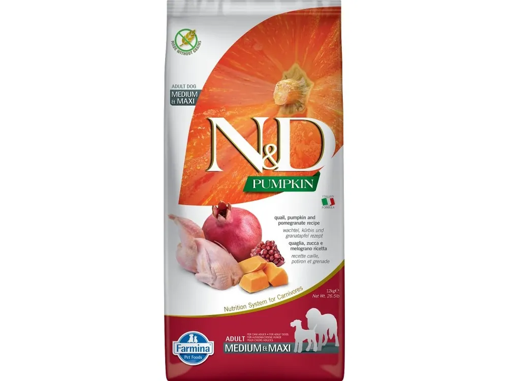 N&D Pumpkin DOG Adult M/L Quail & Pomegranate 12kg Hoge Kwaliteit