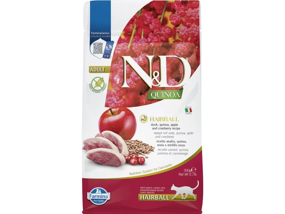 Populair N&D Quinoa CAT Hairball Duck & Cranberry 300g