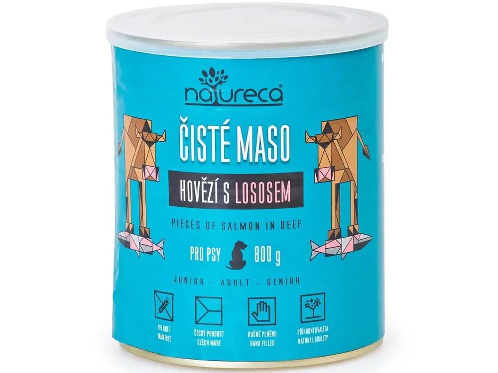NATURECA konz. hovězí s lososem pro psy 800g Gereduceerde Prijs