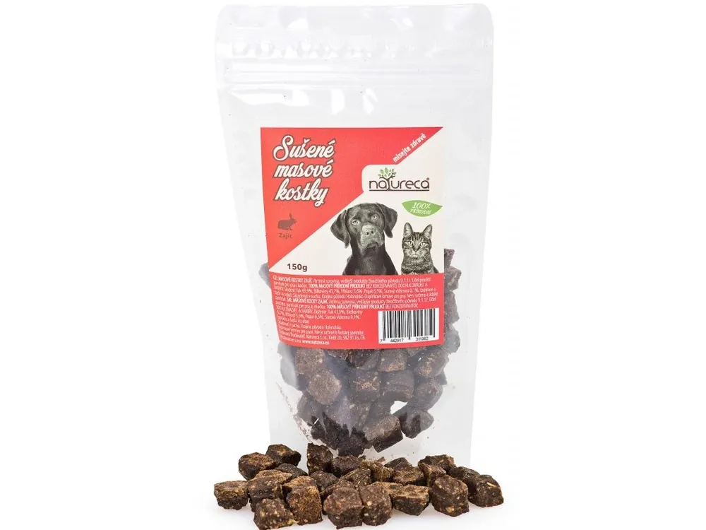 NATURECA pochoutka Masové kostky Zajíc, 100%maso 150g Meest Verkocht