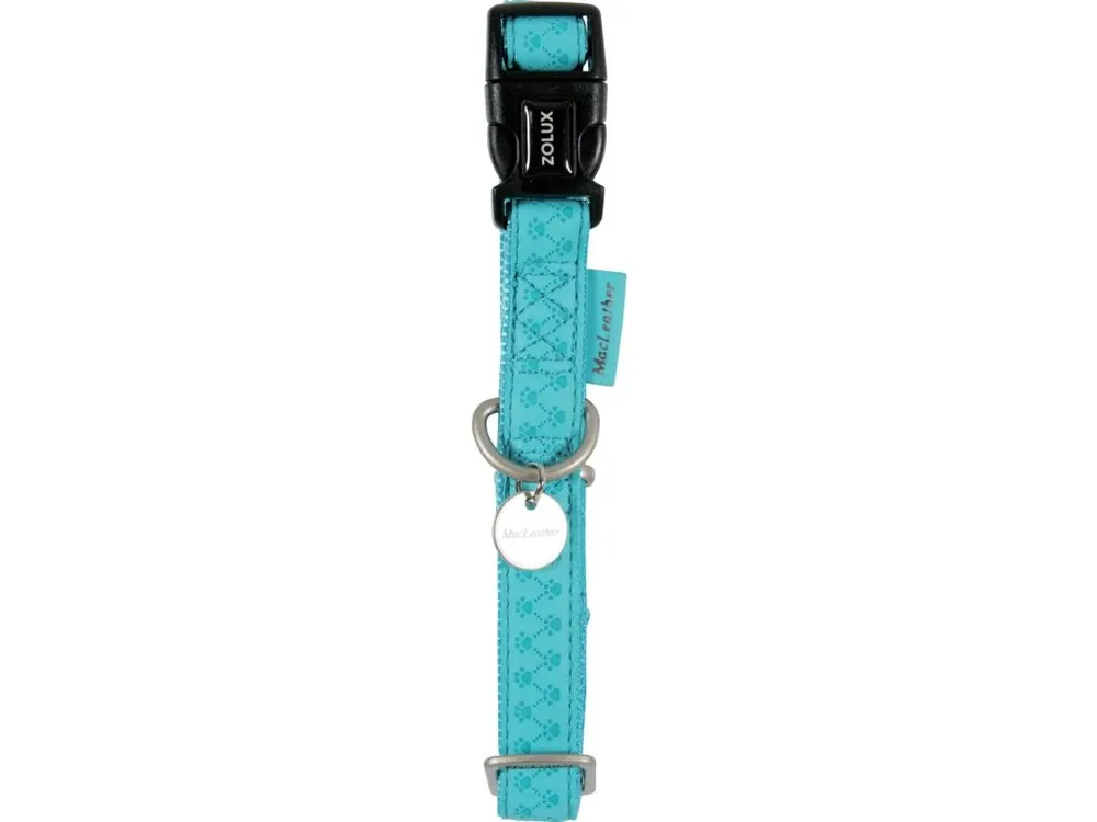 Merkproduct Obojek pes MAC LEATHER tyrkysová 20mm/38-50cm Zolux