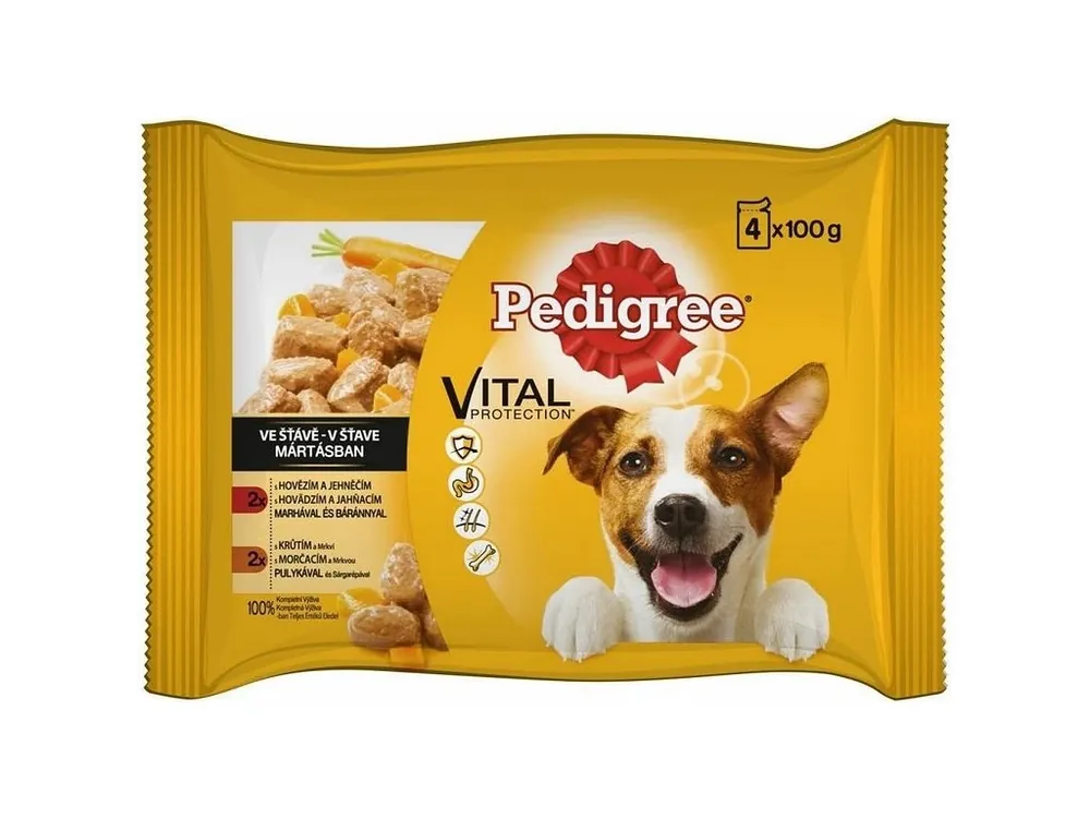 Weekendaanbieding PEDIGREE kapsa Adult kuře & hovězí ve šťávě 4x100g