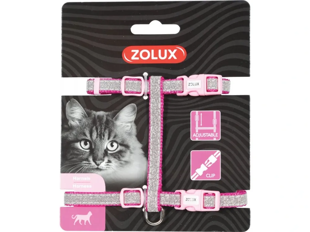 Populair Postroj kočka SHINY nylon růžový Zolux