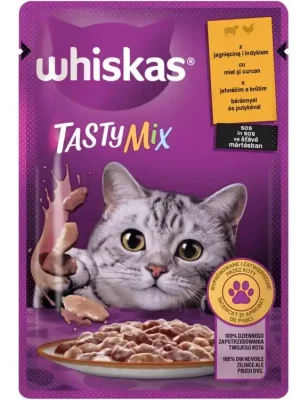 Op = Op Whiskas Tasty Mix s jehněčím a krůtím ve šťávě 85g
