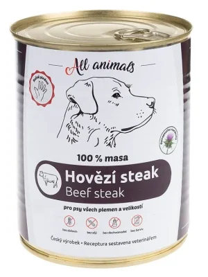 Weekendaanbieding All Animals DOG hovězí steak 800g
