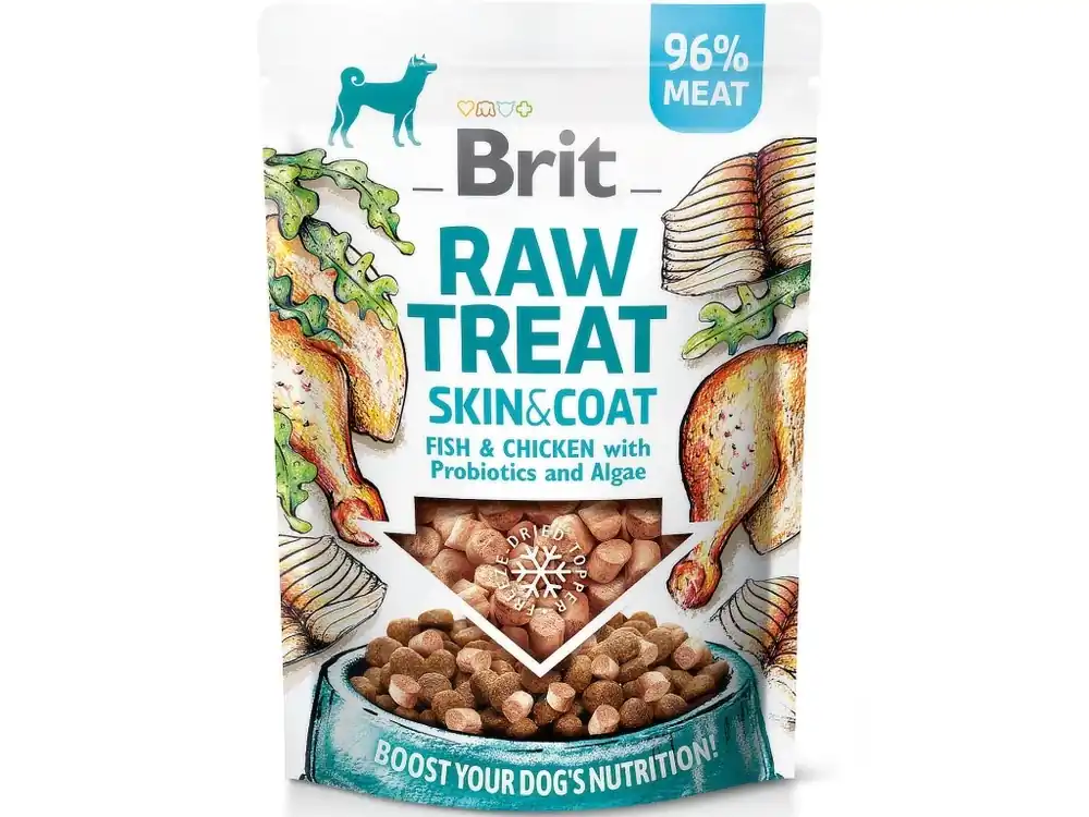 Laatste Kans Brit Raw Treat Skin & Coat - Fish & Chicken 40g