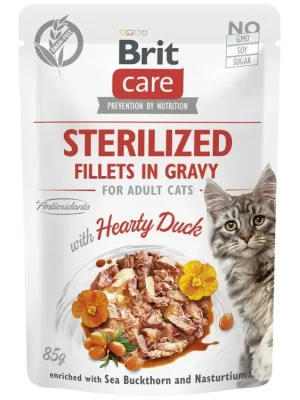 Brit Care Cat Fillets in Gravy Sterilized Hearty Duck 85g Beste Prijs