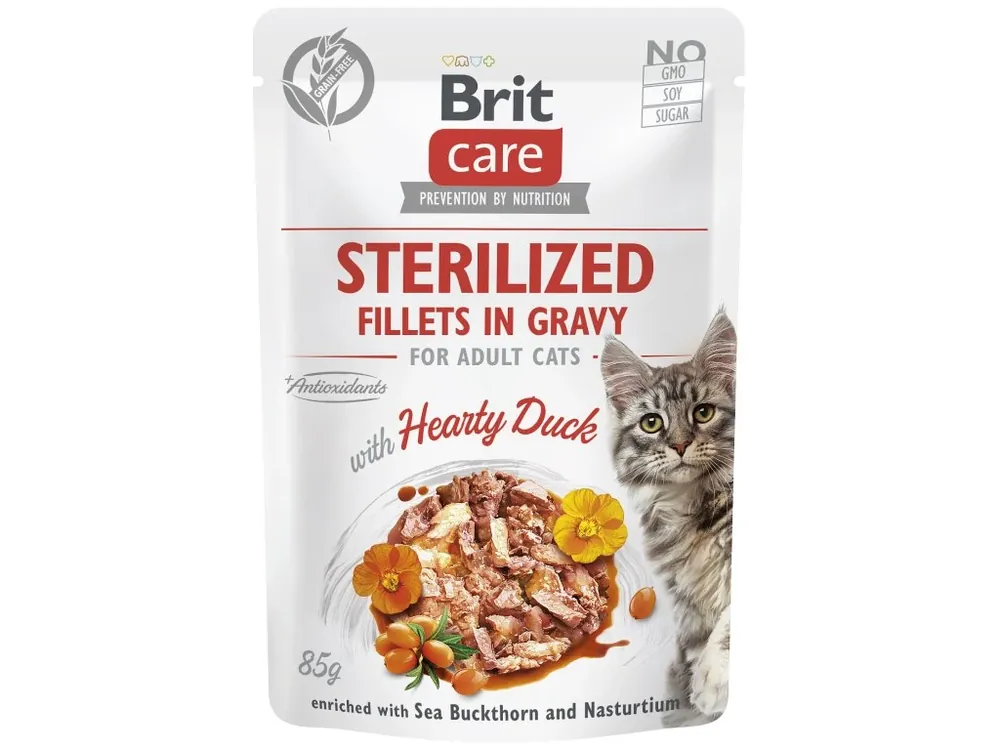 Brit Care Cat Fillets in Gravy Sterilized Hearty Duck 85g Beste Prijs