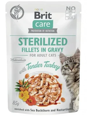 Premium Brit Care Cat Fillets in Gravy Sterilized Tender Turkey 85g